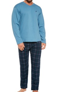 Bawełniana piżama męska Cornette Derby 124/240 niebieska
