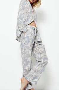 Rozpinana piżama damska ARUELLE Adoria Long jasno szara