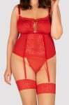 Gorset ze stringami Obsessive Bloosmina czerwony
