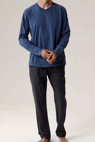 piżama męska, dekolt w serek