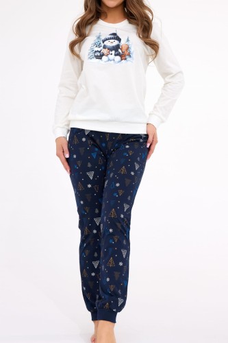 świąteczna piżama damska ze ściągaczami, idealna na prezent