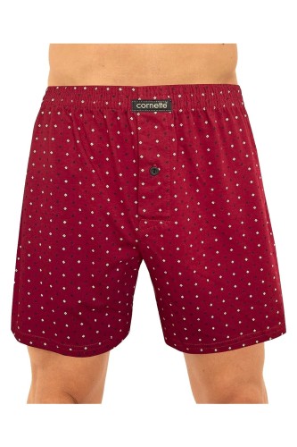 męskie bokserki luźne, ciemnoczerwone Cornette, rozporek na guzik