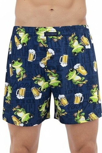 luźne bokserki męskie; wesoły wzór w żaby