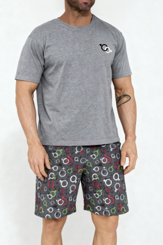 męska piżama z krótkim rękawem i krótkimi spodenkami plus size