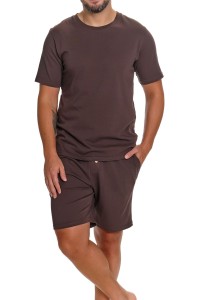 Piżama męska  krótki rękaw Dn-nightwear PMB.4332 brązowa