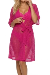 Kimono plażowe SELF wzór DP10K różowe