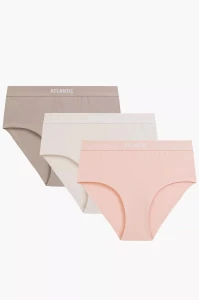 Figi damskie Atlantic wysokie 3CLP-009 BRZ/KAM/BEZJ 3-pak