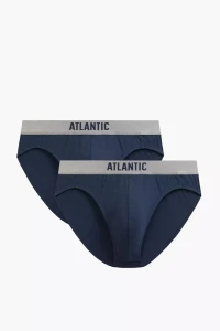 Męskie slipy pima cotton Atlantic 2MP-1589 ciemny granat 2-pak