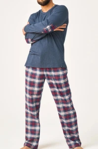  Flanelowa piżama męska KEY MNS 410 B26 grafitowa 3-4XL